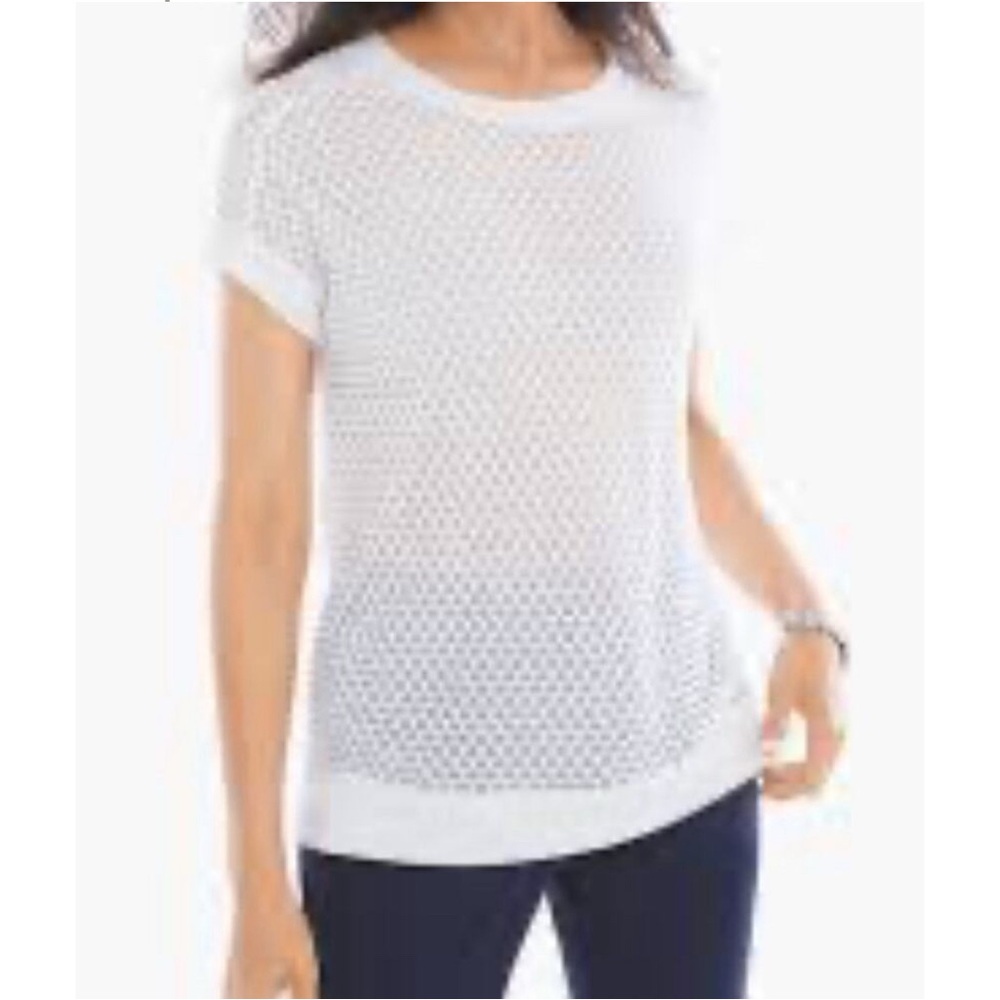 Chicos Zenergy Solid Mesh Top Optic White Chico’s Size 2/ L (12)